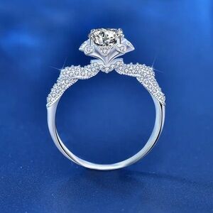 Certified 1ct. t.w. Moissanite Bouquet Flower Heart Ring NEW
